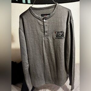 Gatlinburg Gray Long Sleeve Henley with Bear Embroidery
